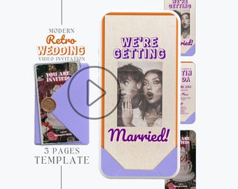 Retro Wedding Video Invitation Template: Funky Colorful Evite (Digital)