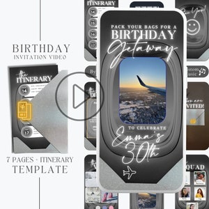 birthday weekend invitation template, birthday itinerary invitation template, girls trip invitation video, birthday getaway invite, BG1