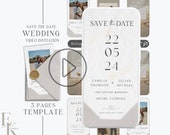 digital grey save the date template invitation video, animated wedding video invite template, grey photo save the date evite template SD7