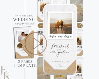 save the date template video invitation, digital wedding save the date template invite, editable animated save the date evite template SD4
