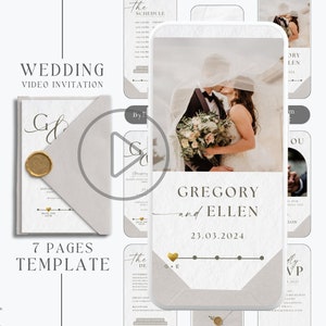 digital Modern Wedding Invitation template, Minimalist Wedding video invitation, animated photo wedding invitation suite template, MW1