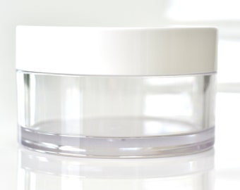 Two Luxury Clear Cosmetic Jars 200 ml with inner protective shive.