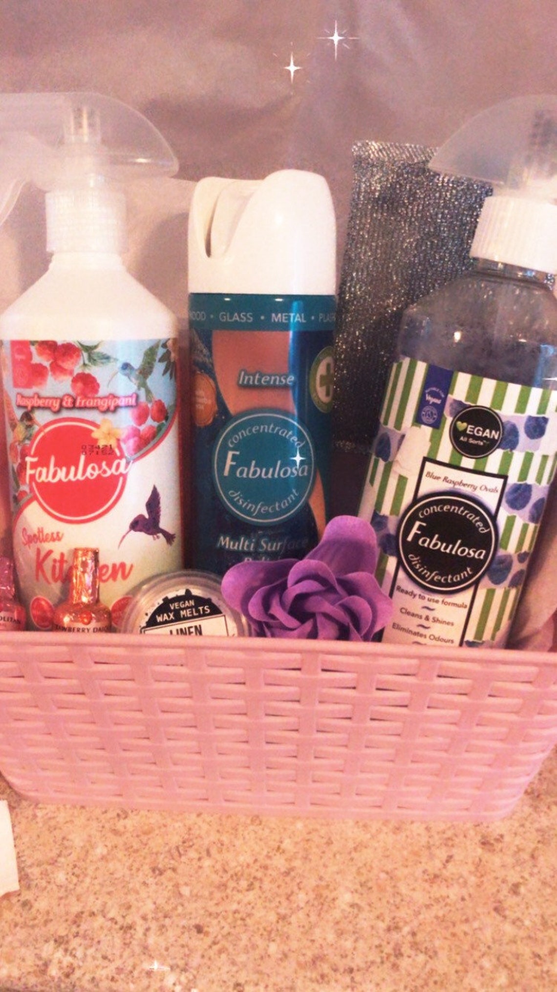 Fabulosa cleaning hamper Blue raspberry .. Hinch .. just Etsy