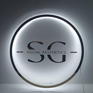 Acrylic Business Logo Sign, Custom Acrylic Business Sign, Round Acrylic Logo Sign, LED Business Logo Sign, Salon Sign, Sign for Business