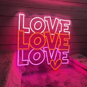 Love Love Love Enseigne néon personnalisée Saint-Valentin, Enseigne néon personnalisée, Enseigne néon pour proposition, Enseigne néon pour mariage, Cadeau pour la Saint-Valentin