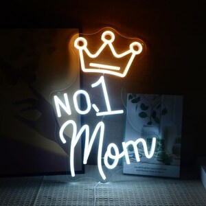No.1 Mom Neon Sign, Mother&#39;s Day Neon Sign, Custom Mother&#39;s Day Neon Sign, Mom Neon Sign Light, Neon Sign, Neon Sign Light, Wall Decor