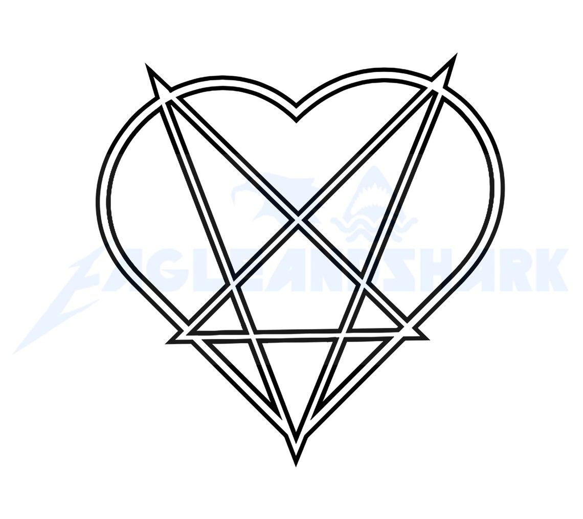 Heartagram SVG Heart Pentagram SVG Download pack of 2 Svgs Etsy