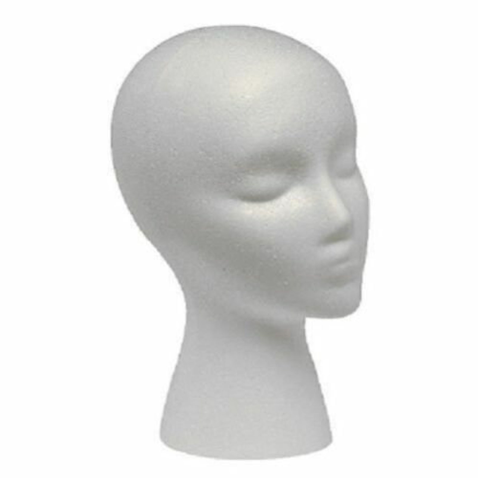 Schaumstoff-Perückenkopf Für Ausstellung – Weiß, Höhe Ca. 28,5 Cm, Zum Präsentieren Von Hüten, Brillen & Perücken