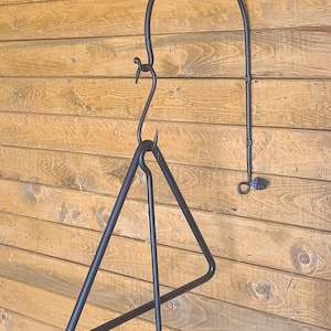Hand Forged Dinner Triangle Set With Shepherd's Hook Hanger, S Hook and Clanger