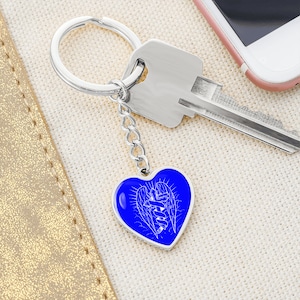 Christ Strengthens Me Heart Keychain | Christian Keychain | Bible Verse Keychain | Angel Wings & Cross