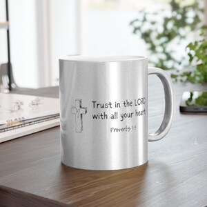 Trust in the Lord Coffee Mug | Cross and Heart Coffee Mug | Christian Gifts | Christian Coffee Cup | Philippians 4:13 Christian Coffee Mug