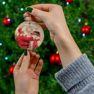 Classic Santa Claus and Snowman Ornament | Santa Claus Ornaments | Christmas Ornaments | Santa Ornament | Santa and Snowman
