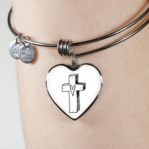 Heart Cross Bracelet | Holy Cross Bracelet | Christian Bracelet | Trust in the Lord With All Your Heart