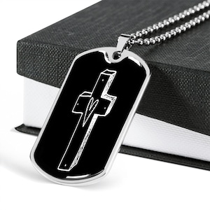 Christian Cross Dog Tag Necklace | Christian Dog Tag Necklace | Bible Verse Necklace | God&#39;s Love Necklace