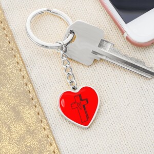 Red Trust in the Lord Heart Keychain | Jesus Cross Keychain | Christian Keychain | Trust in the Lord With All Your Heart
