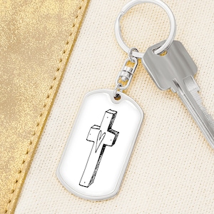 Trust in the Lord Dog Tag Keychain | Christian Keychain | Christian Key Chain | Cross Keychain | Christian Gifts