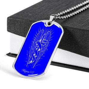 Christ Strengthens Me Dog Tag Necklace | Christian Dog Tag Necklace | Bible Verse Necklace