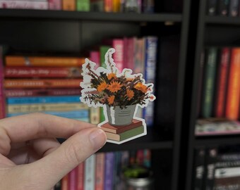 Fall Books and Flowers Sticker