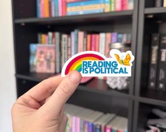 Reading Is Political Sticker - Rainbow