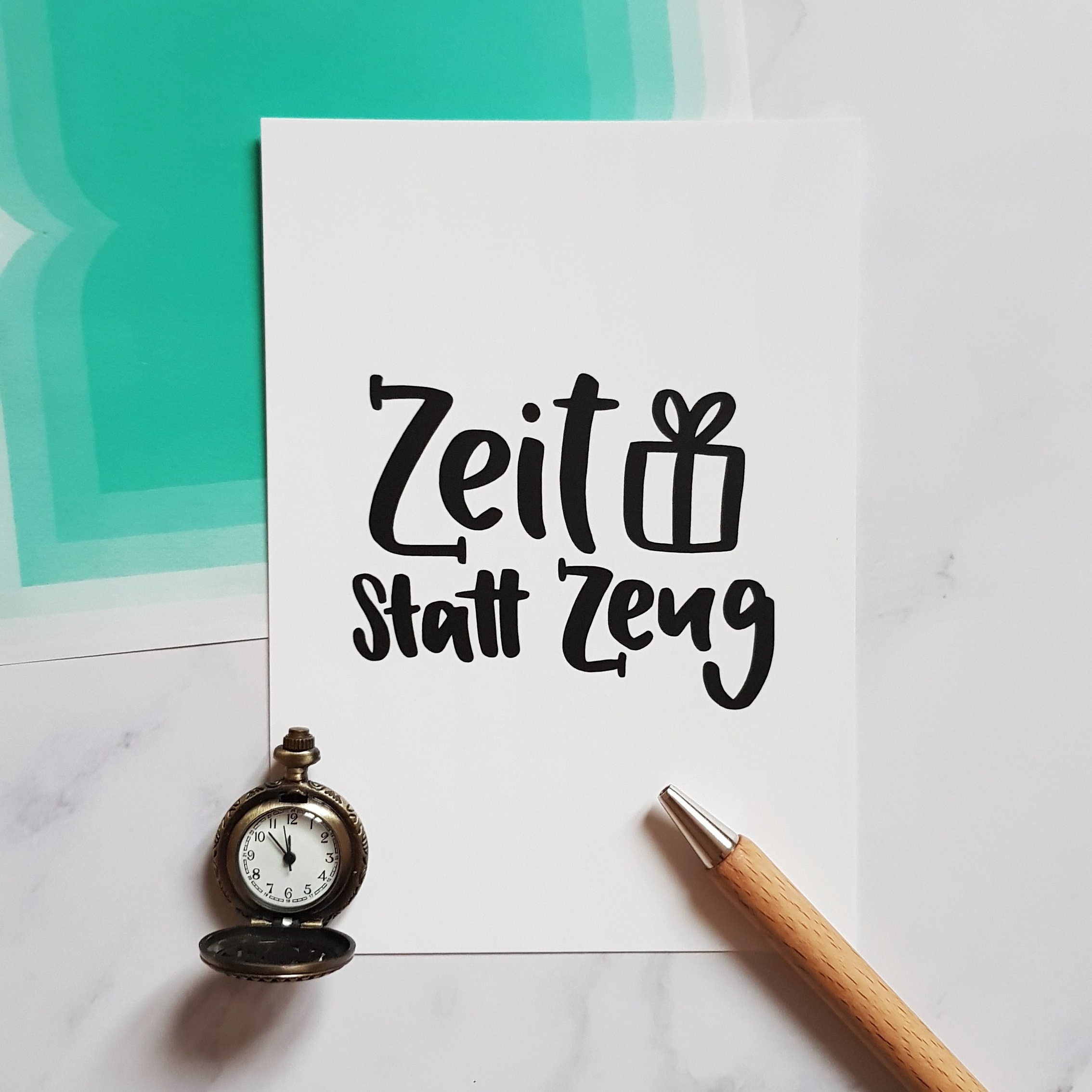Zeit verschenken Handlettering Postkarte Zeit statt Etsy