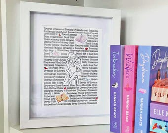 Romance Trope & Genres A5 Art Print - Bookish, Reader, Bookworm, Art Work, Bookish Gifts, Wall Art, Romance Readers, Spicy Books, Smut Art
