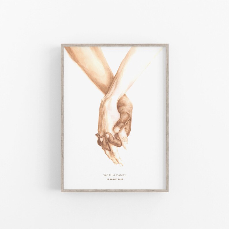 Personalised Giclee Art Print Personalised Wedding Gift Personalised Watercolour Print Couple Hands Print Personalised Wedding Day Gift