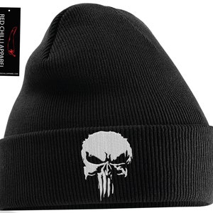 Punisher Style Inspired Embroidered Beanie Hat