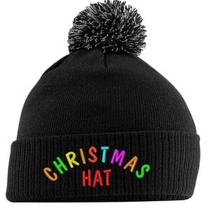 Kerstmuts geborduurde pom pom beanie