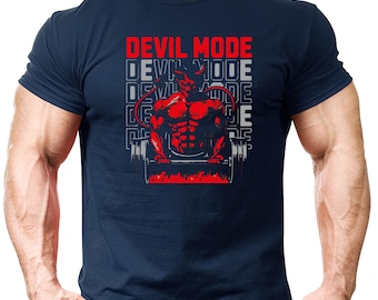 Devil Mode bedrucktes Gym T-shirt Gewichtheben Bodycycling Top