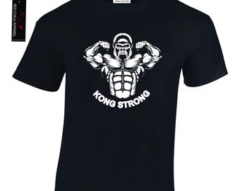 Camiseta de gimnasio con estampado de Kong Strong Camiseta de levantamiento de pesas Gorilla
