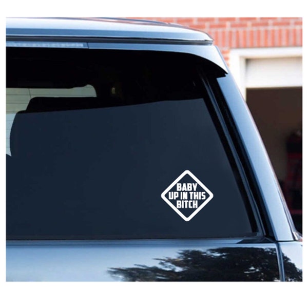 Custom Decal Baby Up In THIS BITCH  Vinyl Sticker Decal for Car, Truck, Window, Bumper, Laptop, Phone, Home Decoration