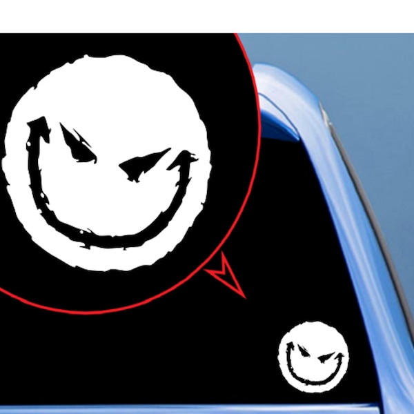 Custom Decal EVIL SMILEY FACE  / Vinyl Sticker Decal for Car, Truck, Window, Bumper, Laptop, Phone, Home Decoration