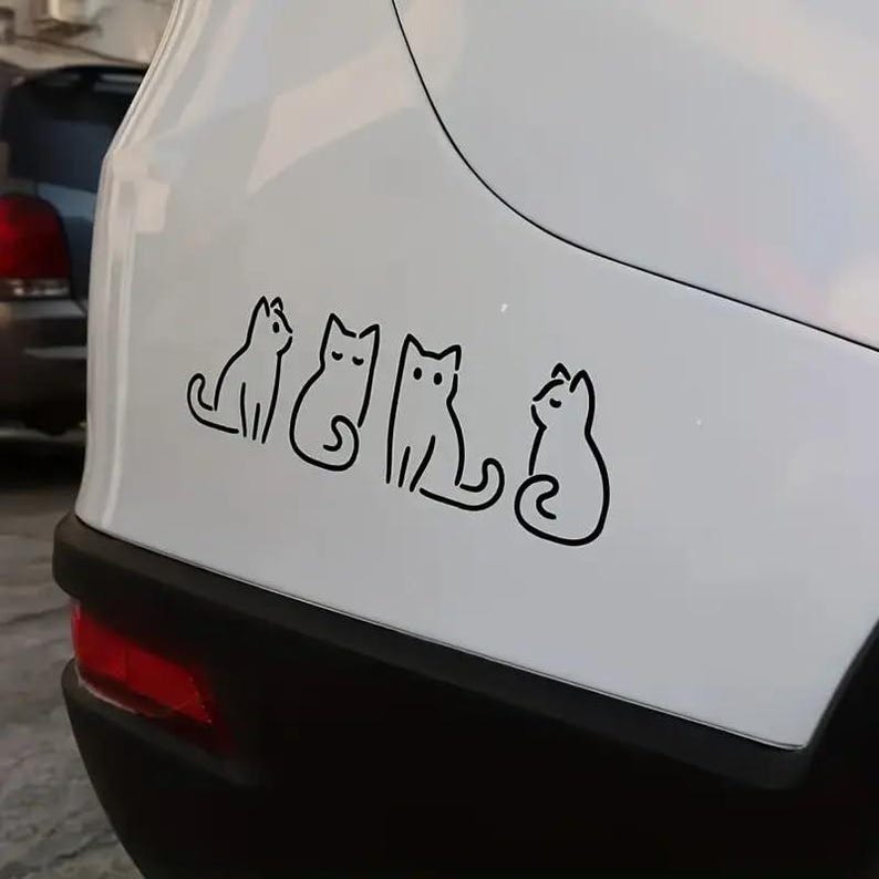 Four Vibrant Cat Sticker Decals, Car, Truck, Motorcycle, Window, Laptop, Tumbler, Sports, Phone, Home Decoration, Funny Designs, Made In The image 1