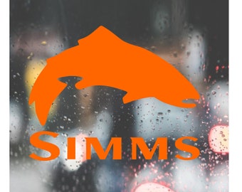 Custom Decal Simms Fishing # 2 / Vinyl Sticker Decal for Car, Truck, Window, Bumper, Laptop, Phone, Home Decoration