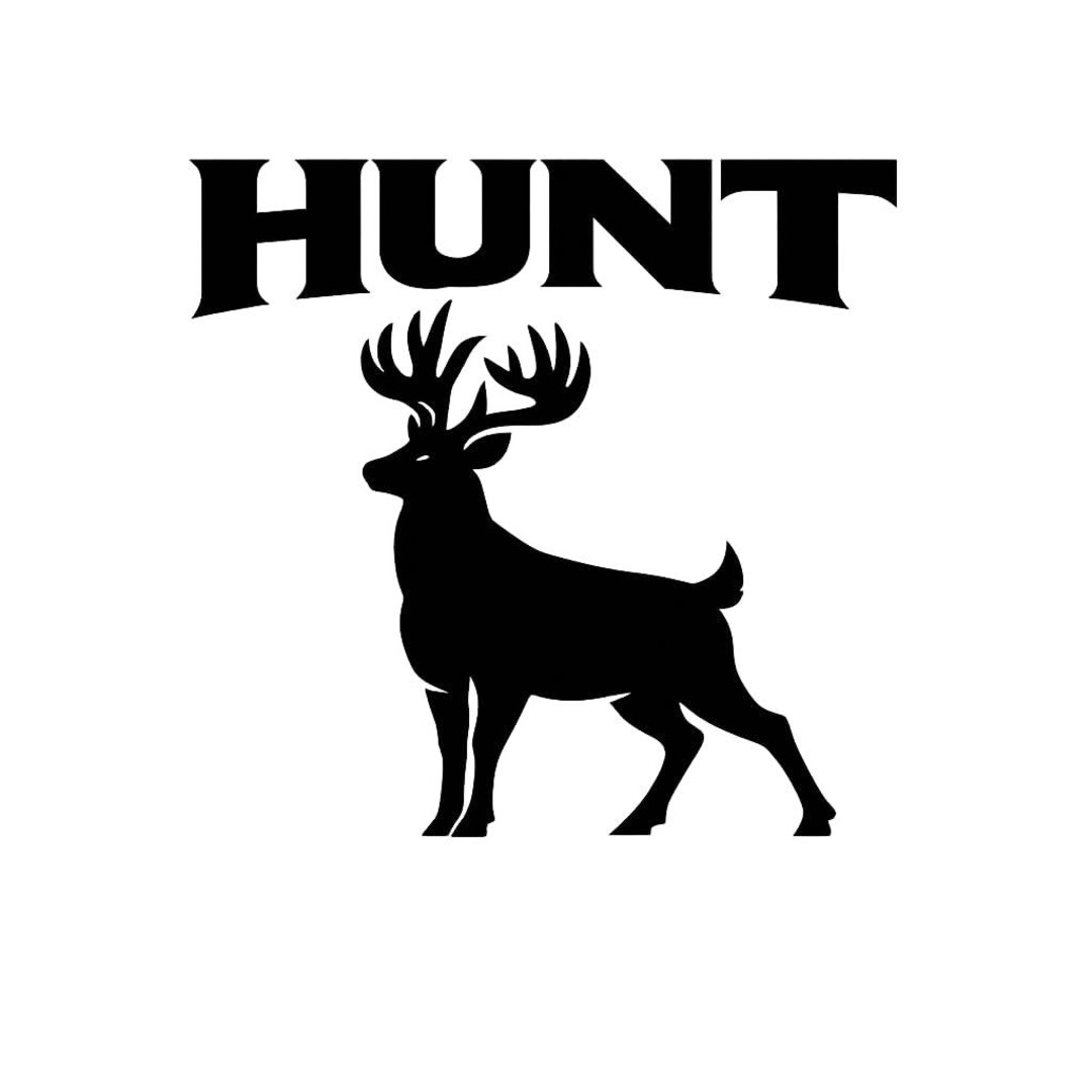 HUNT Thick Rack Whitetail Buck Silhouette Hunting Decal - Solid Black ...