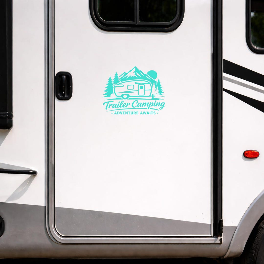 Trailer Camping Adventure Awaits Vinyl Decal Sticker Car Window Laptop ...