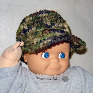 Baby Camouflage Hat - Crochet Pattern 4 sizes for 0-24m