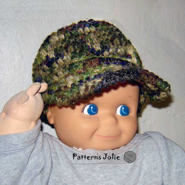 Baby Camouflage Hat - Crochet Pattern 4 sizes for 0-24m