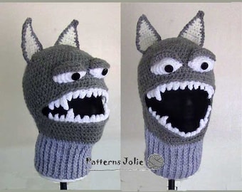 Patrón de crochet para pasamontañas de lobo (tallas niño-adulto) (PDF)