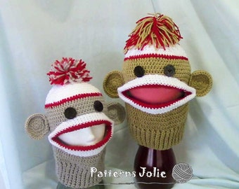 Gorro de Esquí con Máscara de Mono Calcetín, Patrón de Ganchillo 5 tamaños, Niño-Adulto; Se incluye un patrón gratuito de sombrero de gato de Halloween