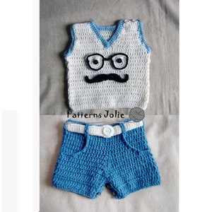 Chaleco y Shorts/Cubrepañal para Bebé, Fácil Cambio con Botones en la Entrepierna - Patrón Crohet 4 tallas, Recién Nacido-18M