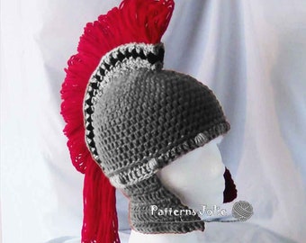 Spartanischer römischer Soldat Helm Häkelanleitung 6 Größen Kleinkind-Erwachsener; eine kostenlose Anleitung von Halloween Cat Hat enthalten