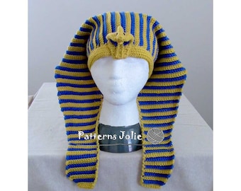 Patrón de crochet para el tocado del Rey Tut, tallas niño-adulto (patrón PDF)