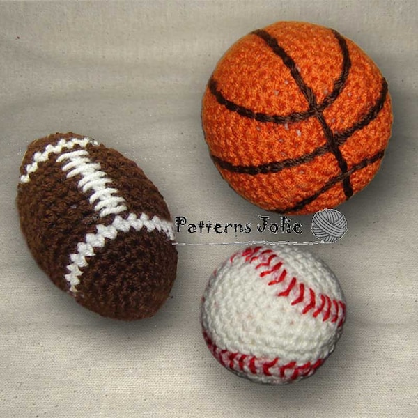 Jouet BasketBall, Football, Base ball, Crochet Pattern; Un modèle gratuit de Noël Onament inclus