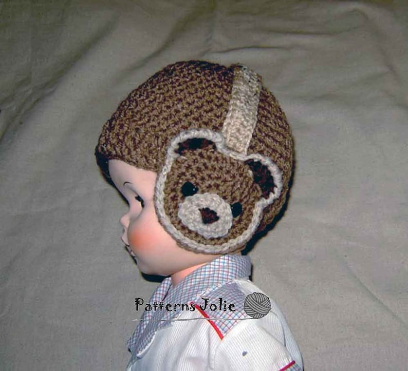 Baby Hat with Teddy Bear Earmuffs Crochet Pattern 6 sizes Baby-child; A Free Pattern of Halloween Cat Hat Included