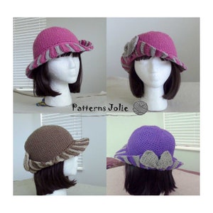 Brimmed Hat withA bow, Can Be Worn All-Angle, Crochet Pattern 4 sizes, Child-Adult