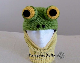 Gorro Antifaz de Rana, Patrón de Ganchillo 4 tallas, Niño-Adulto; Se incluye un patrón gratuito de sombrero de gato de Halloween