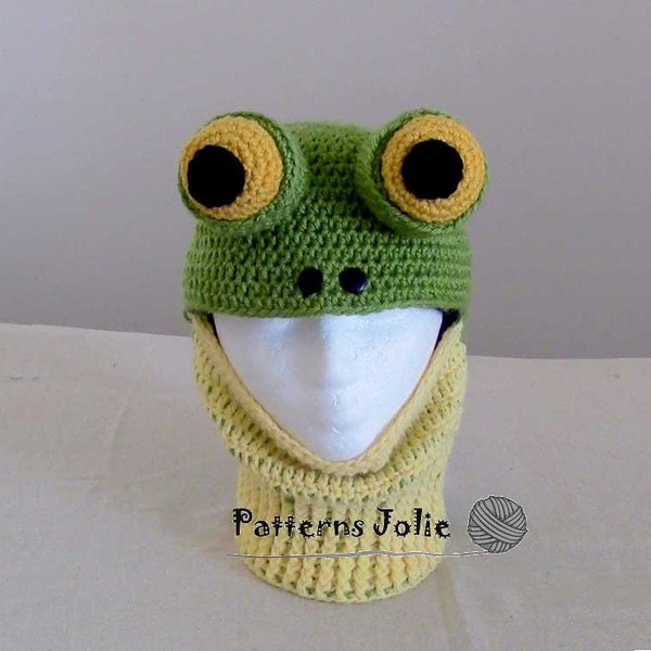 Frog Mask Hat, Crochet Pattern 4 sizes, Child-Adult; A Free Pattern of Halloween Cat Hat Included