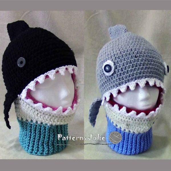 Shark Orca Killer Whale Mask Hat, Crochet Pattern 5 sizes, Child-Adult; A Free Pattern of Cat Hat Included