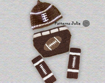 Baby Football Hat, Leg/Arm Warmers and Diaper Cover, Crohet Pattern